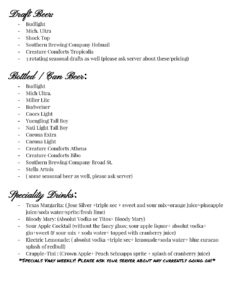 butt hutt bar menu