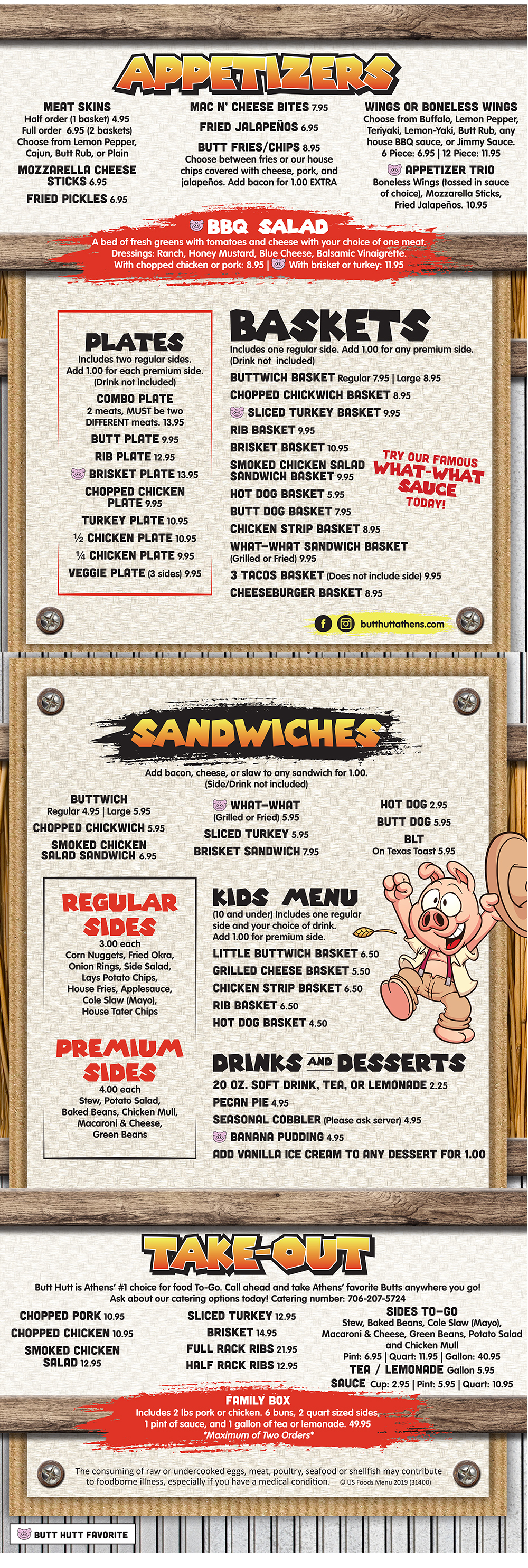 MENU Butt Hutt BBQ Athens GA